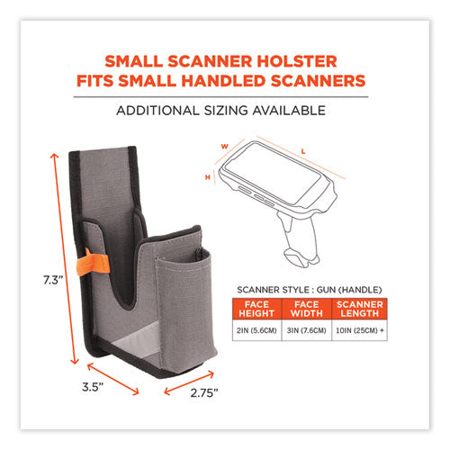 Squids 5540 Handheld Barcode Scanner Holster With Belt Loop, Small, 2.75 X 3.5 X 7.3, Polyester, Gray