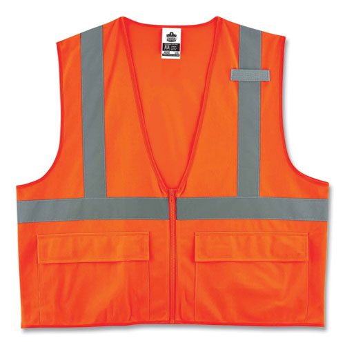 Glowear 8225z Class 2 Standard Solid Vest, Polyester, Orange, Large/-large