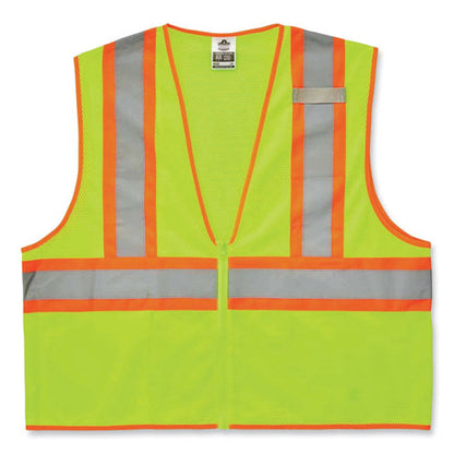 Glowear 8229z Class 2 Economy Two-tone Zipper Vest, Polyester, X-small, Lime