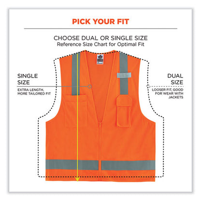 Glowear 8249z Class 2 Economy Surveyors Zipper Vest, Polyester, X-small, Orange