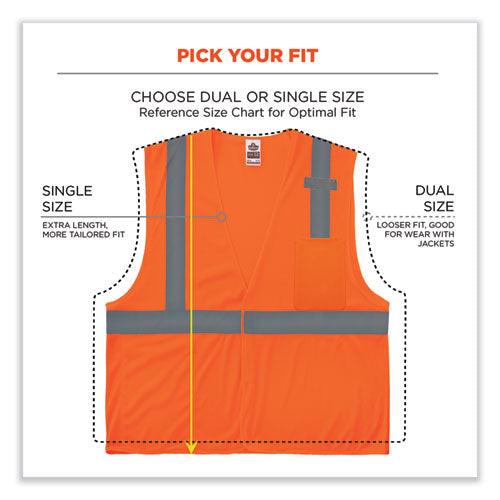 Glowear 8210hl-s Single Size Class 2 Economy Mesh Vest, Polyester, Medium, Orange