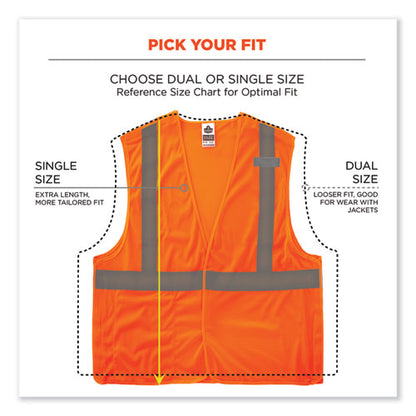 Glowear 8215ba-s Single Size Class 2 Economy Breakaway Mesh Vest, Polyester, 4x-large, Orange