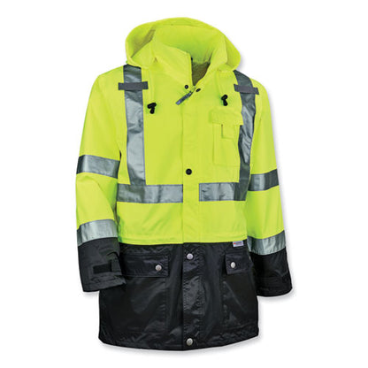 Glowear 8365bk Class 3 Hi-vis Rain Jacket Black Bottom, X-large, Lime