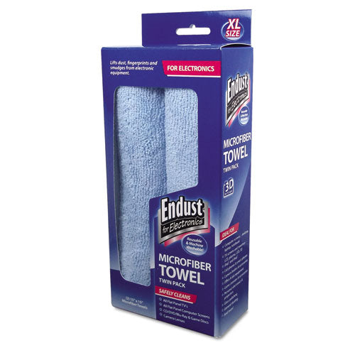 Extra-large Microfiber Towels Twin-pack, 15 X 15, Unscented, Blue, 2/pack