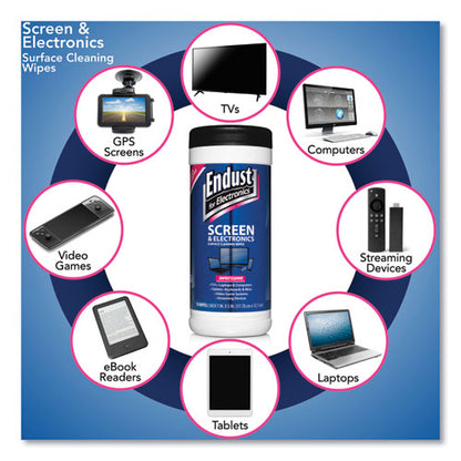 Antistatic Screen Cleaning Wipes, Premoistened, 5 X 7, Clean Scent, White, 70/canister