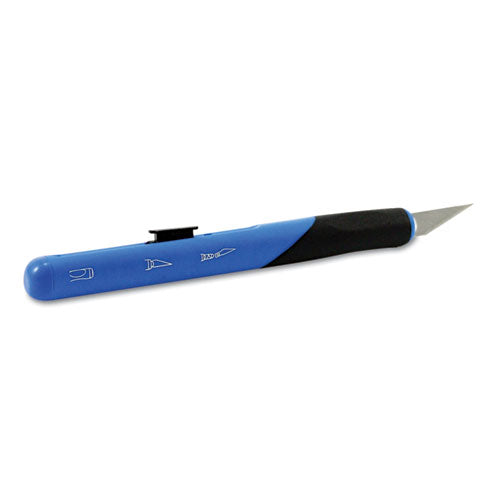 Retract-a-blade Knife, #11 Blade, 5.25" Plastic Handle, Blue/black