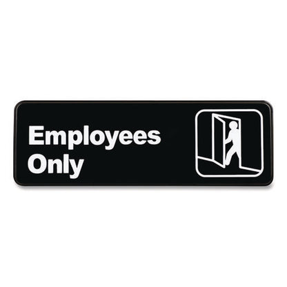Employees Only Indoor/outdoor Wall Sign, 9" X 3", Black Face, White Graphics, 3/pack