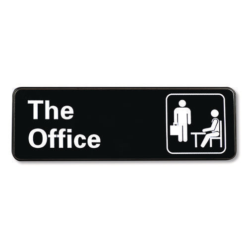 The Office Indoor/outdoor Wall Sign, 9" X 3", Black Face, White Graphics, 2/pack