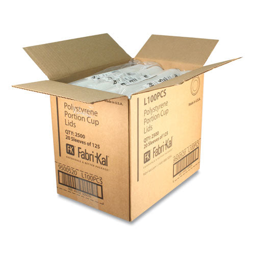 Portion Cup Lids, Fits 1 Oz Squat Portion Cups, Plastic, Clear, 125/sleeve, 20 Sleeves/carton