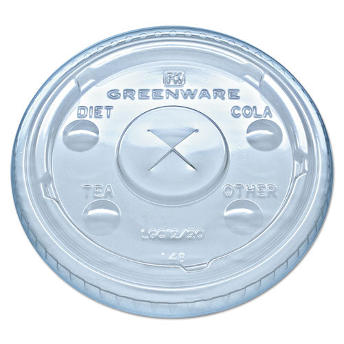 Greenware Cold Drink Lids, Fits 9 Oz Old Fashioned Cups/12 Oz Squat Cups/20 Oz Cups, Plastic, Clear, 1,000/carton