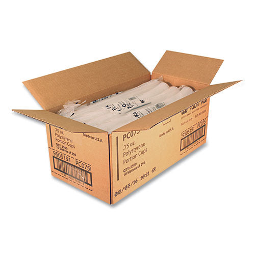 Portion Cups, 0.75 Oz, Plastic, Translucent, 125/sleeve, 20 Sleeve/carton