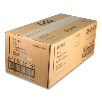 Portion Cups, 1 Oz, Plastic, Translucent, 250/sleeve, 10 Sleeves/carton