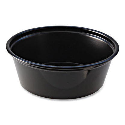 Portion Cups, 1.5 Oz, Squat, Plastic, Black, 250/sleeve, 10 Sleeves/carton