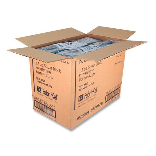 Portion Cups, 1.5 Oz, Squat, Plastic, Black, 250/sleeve, 10 Sleeves/carton