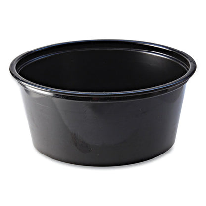 Portion Cups, 3.25 Oz, Plastic, Black, 125/sleeve, 20 Sleeves/carton