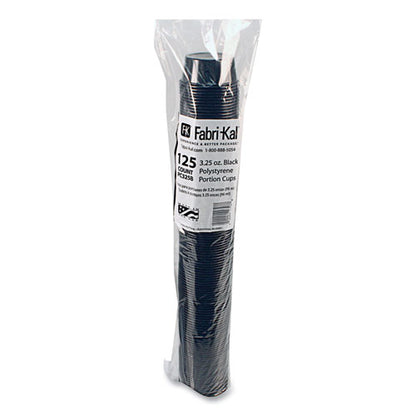 Portion Cups, 3.25 Oz, Plastic, Black, 125/sleeve, 20 Sleeves/carton