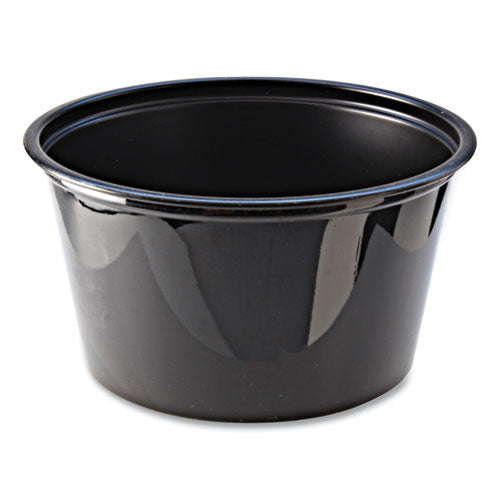 Portion Cups, 4 Oz, Plastic, Black, 125/sleeve, 20 Sleeves/carton