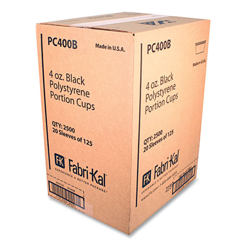 Portion Cups, 4 Oz, Plastic, Black, 125/sleeve, 20 Sleeves/carton