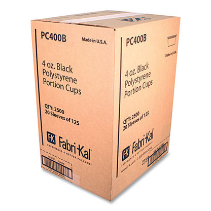 Portion Cups, 4 Oz, Plastic, Black, 125/sleeve, 20 Sleeves/carton