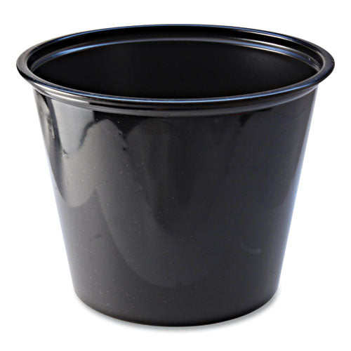 Portion Cups, 5.5 Oz, Plastic, Black, 125/sleeve, 20 Sleeves/carton