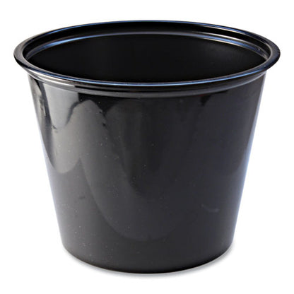 Portion Cups, 5.5 Oz, Plastic, Black, 125/sleeve, 20 Sleeves/carton