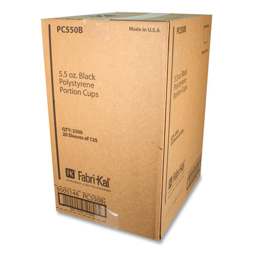 Portion Cups, 5.5 Oz, Plastic, Black, 125/sleeve, 20 Sleeves/carton