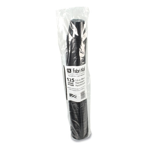 Portion Cups, 5.5 Oz, Plastic, Black, 125/sleeve, 20 Sleeves/carton