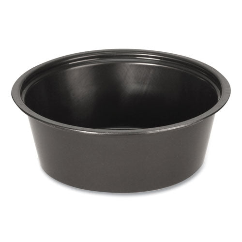 Portion Cups, 1.5 Oz, Plastic, Black, 250/sleeve, 10 Sleeves/carton