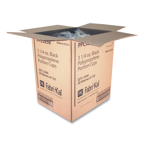 Portion Cups, 3.25 Oz, Plastic, Black, 250/sleeve, 10 Sleeves/carton