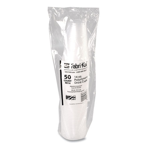 Rk Ribbed Cold Drink Cups, 14 Oz, Plastic, Clear, 50/sleeve, 20 Sleeves/carton