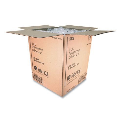 Rk Ribbed Cold Drink Cups, 9 Oz, Plastic, Clear, 100/sleeve, 25 Sleeves/carton