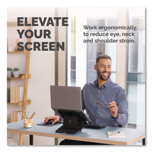 Breyta Laptop Stand, 9.25" X 10.55" X 0.55" To 8", Black, Supports Up To 8.8 Lbs