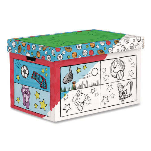 At Play Color In Toy Box, Sports Design, 1 Section, 39.27 Gal, 5.25 Cu Ft, 28" X 18" X 18", White/black