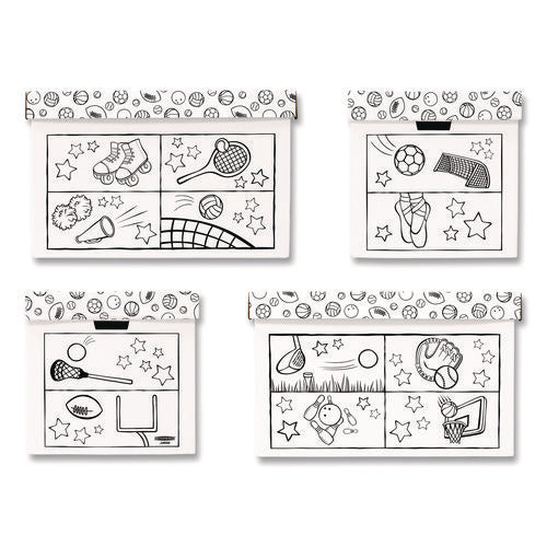 At Play Color In Toy Box, Sports Design, 1 Section, 39.27 Gal, 5.25 Cu Ft, 28" X 18" X 18", White/black