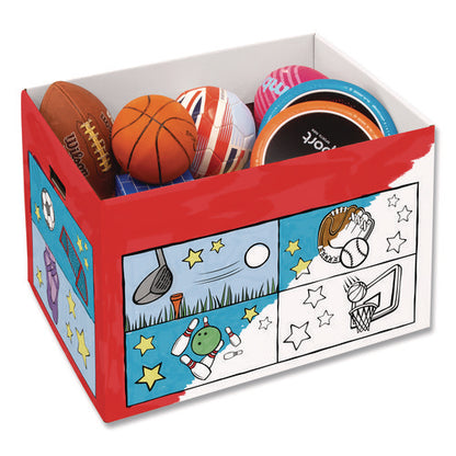 At Play Color In Toy Box, Sports Design, 1 Section, 39.27 Gal, 5.25 Cu Ft, 28" X 18" X 18", White/black