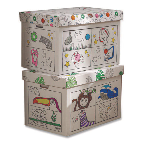 At Play Color In Toy Box, Sports Design, 1 Section, 39.27 Gal, 5.25 Cu Ft, 28" X 18" X 18", White/black
