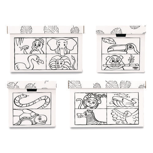 At Play Color In Toy Box, Animal Design, 1 Section, 39.27 Gal, 5.25 Cu Ft, 28" X 18" X 18", White/black