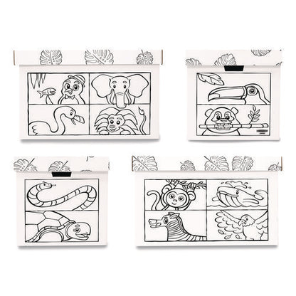 At Play Color In Toy Box, Animal Design, 1 Section, 39.27 Gal, 5.25 Cu Ft, 28" X 18" X 18", White/black