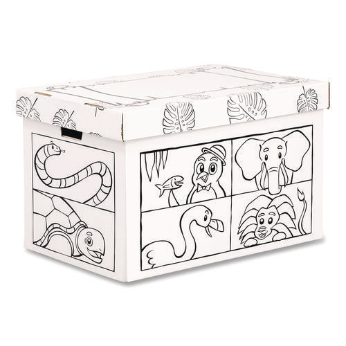 At Play Color In Toy Box, Animal Design, 1 Section, 39.27 Gal, 5.25 Cu Ft, 28" X 18" X 18", White/black