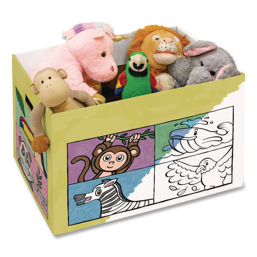 At Play Color In Toy Box, Animal Design, 1 Section, 39.27 Gal, 5.25 Cu Ft, 28" X 18" X 18", White/black