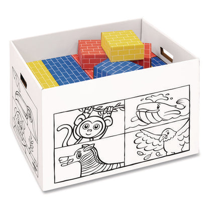 At Play Color In Toy Box, Animal Design, 1 Section, 39.27 Gal, 5.25 Cu Ft, 28" X 18" X 18", White/black