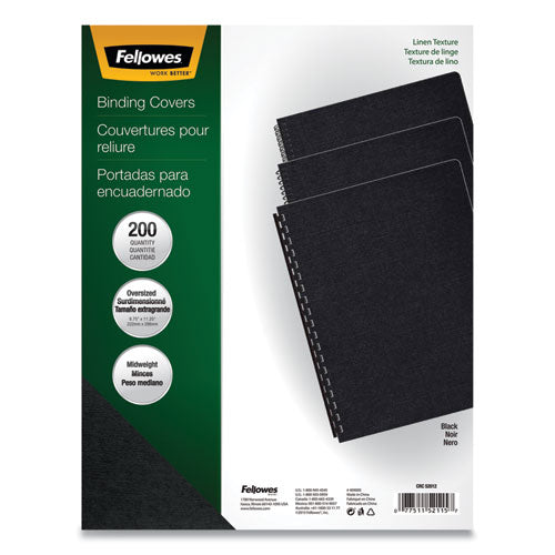 Expressions Linen Texture Presentation Covers For Binding Systems, Paper, Round Corners, 11.25 X 8.75, Black, 200/pack