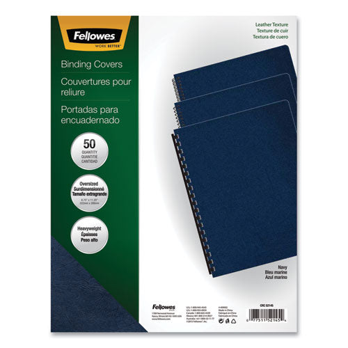 Executive Leather-like Presentation Cover, Plastic, Round Corners, 11.25 X 8.75, Navy, 50/pack