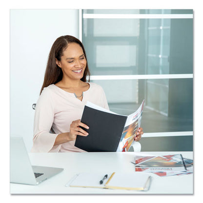 Thermal Binding System Presentation Covers, 30-sheet Capacity, Plastic, Square Corners, 11 X 8.5, Clear/matte Black, 10/pack