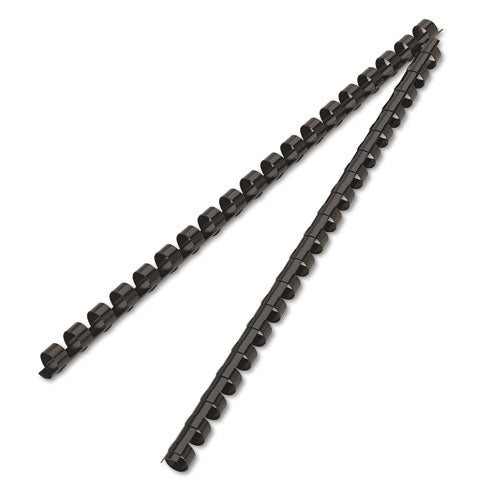 Plastic Comb Bindings For 11 X 8.5 Documents, 19 Rings, 0.38" (55-sheet) Capacity, Black, 25/pack