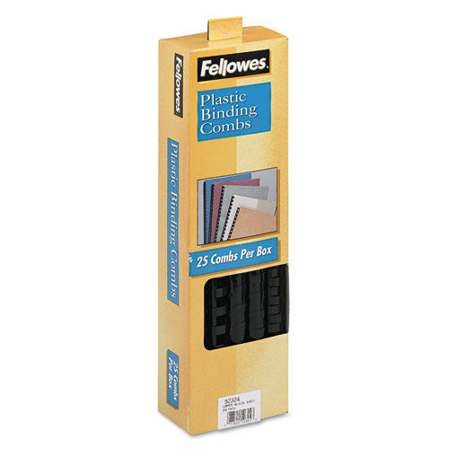 Plastic Comb Bindings For 11 X 8.5 Documents, 19 Rings, 0.63" (120-sheet) Capacity, Black, 25/pack