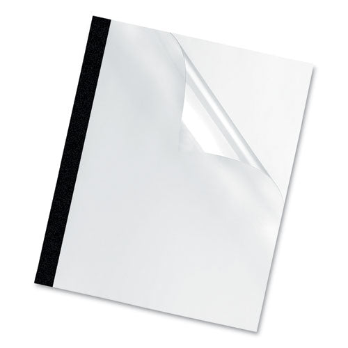 Thermal Binding System Presentation Covers, 120-sheet Capacity, Plastic, Square Corners, 11 X 8.5, Clear/matte Black, 10/pack