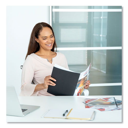 Thermal Binding System Presentation Covers, 120-sheet Capacity, Plastic, Square Corners, 11 X 8.5, Clear/matte Black, 10/pack