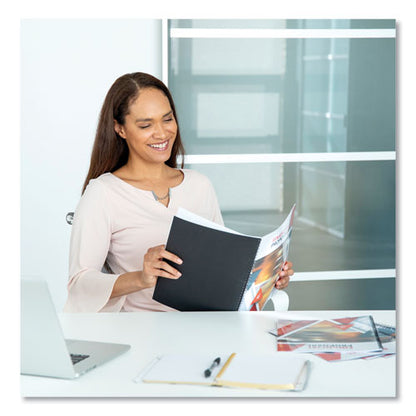 Thermal Binding System Presentation Covers, 120-sheet Capacity, Plastic, Square Corners, 11 X 8.5, Clear/matte Black, 10/pack