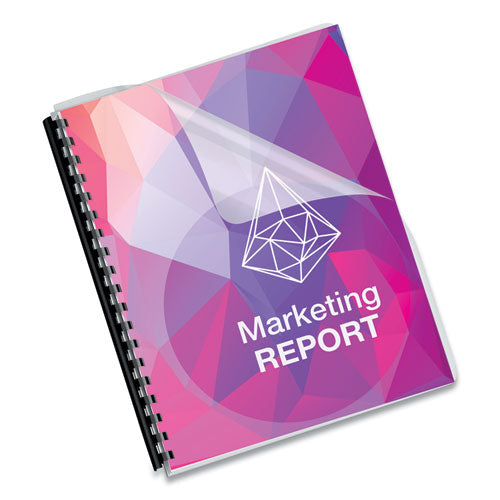 Crystals Presentation Covers For Binding Systems, 19-hole Punched, Plastic, Round Corners, 11.25 X 8.75, Gloss Clear, 100/pk